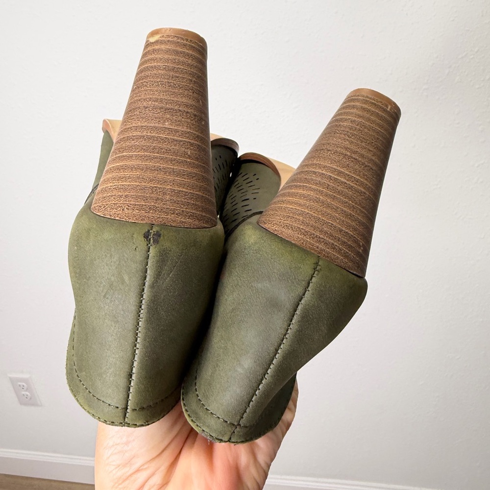 RESTRICTED Olive Peep-Toe Ankle Boots - Picture 4 of 12